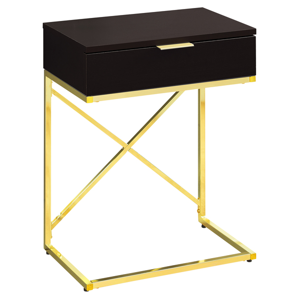 Monarch Specialties Accent Table - 24"H / Espresso / Gold Metal I 3476